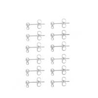 Silver Plated Base Metal Earring Posts with Loop & Butterfly Packs (50 pairs)