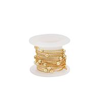 1m Gold Plated Base Metal Beaded Curb Chain, 1mm