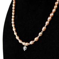 Apricot Delight - 925 Sterling Silver Heart Pack: Inc. Heart Charm  & Extended Chain with Tag + Faceted Spacer Beads + Clasp & Apricot Cultured Pearls