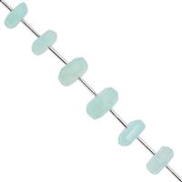 100cts Sea Green Chalcedony Graduated Unusual Tumble Approx 12x5.5 to 14.5x6.5mm, 15cm Strand with Spacers