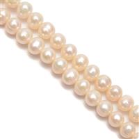 2 x 38cm Strands White Freshwater Cultured Potato Pearls Approx 7-8mm