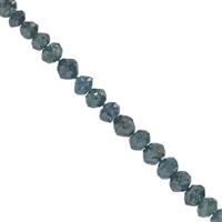 2.40cts Blue Diamond Faceted Rondelles Approx 1 to 2mm, 6cm Strand With Spacers