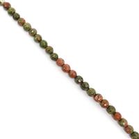 100cts Unakite Faceted Rounds Approx 6mm, 38cm Strand