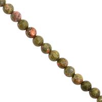 94cts Unakite Smooth Round Approx 6 to 6.50mm, 30cm Strand