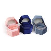 Velvet Hexagon Ring Box, Approx. 6.2x5.5x5.2cm (3pk – Pink, Navy & Grey)