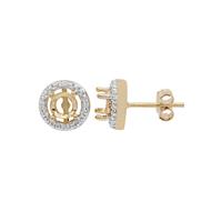 Gold Plated 925 Sterling Silver Round Earrings Mount (To fit 5mm gemstones) Inc. 0.04cts White Zircon Brilliant Cut Round 1mm - 1Pair