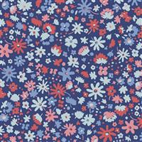 Liberty Carnaby Collection Bloomsbury Blossom Red and Blue Fabric 0.5m