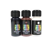 Creative Muse Designs Satin Paint - Set of 3 - 50ml Each, Black-White-Chocolate Brown