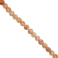18cts Sunstone Faceted Flat Coin Approx 3.5mm, 30cm Strand