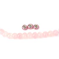 Pave The Way -Silver Plated Base Metal Rondelles With Pink Stones & Rose Quartz Rondelles