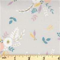 Moda Little Ducklings Warm Grey Floral Fabric 0.5m