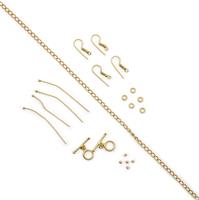 Gold Plated Base Metal Essential Findings Kit (21pcs)