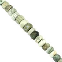 95cts Apple Green Chalcedony Smooth Roundelles Approx 6x4 to 11x6mm,14cm Strand