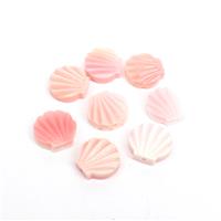 Pink Carved Shell Shaped Fully Drilled Shell Pearl Approx 12mm, 8pcs