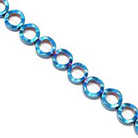 180cts Blue Haematite Wavy Hollow Coins Approx 12mm, 38cm Strand