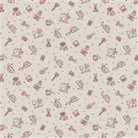 American Country Collection Wine Notions On Natural Fabric 0.5m