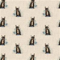 French Bulldog All-Over Linen Look Fabric 0.5m