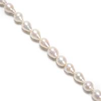 White Freshwater Cultured Drop Pearls 7-8mm, 38cm Strand