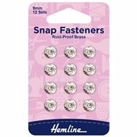 Snap Fasteners Sew-on Nickel 9mm Pack of 12