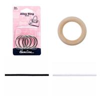 Sew Girl Hanging Pots Hardware Bundle: Wooden Ring (2pcs), Nickel Ring (4pcs), White Polycord (2m) & Black Polycord (2m). Save £3