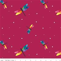 Riley Blake Imagine Dragonfly Flight Crimson Fabric 0.5m