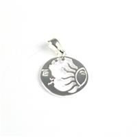 925 Sterling Silver Round Sun & Moon Pendant Approx 14mm