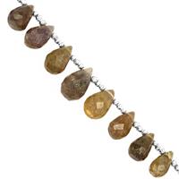 20cts Natural Golden Tanzanite Faceted Drops Approx 5x3 to 10x6mm, 11cm Strand With Spacer 