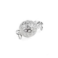 925 Sterling Silver Hollow Checkerboard Ball Clasp