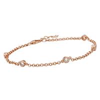 Rose Gold Plated 925 Sterling Silver & 0.66cts White Topaz Bracelet With Extender Chain