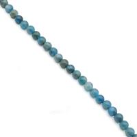 230cts Neon Apatite Plain Round Approx 5mm, 1 Meter Strand