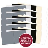 Hunkydory 6" x 6" Card Blanks & Envelopes - Monochromes x 25