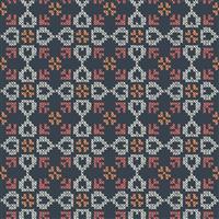 Lewis & Irene Folk Floral Cross Stitch Hearts Navy Fabric 0.5m