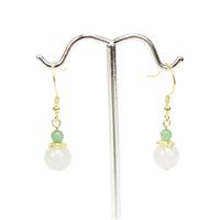 7.80ct White & Green Type A Jadeite Gold Tone Sterling Silver Earrings