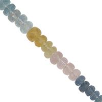 42cts Multi Colour Beryl Faceted Rondelles Approx 3mm - 5mm, 9" Strand