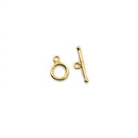 925 Gold Plated Sterling Silver Toggle Clasp T-Bar - Approx 23mm, Ring 11mm (1pc)