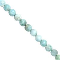 70cts Larimar Smooth Round Graduated Bead Approx 4 to 6mm, 33cm Strand 