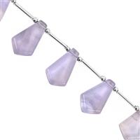 105cts Lavender Fluorite Smooth Fancy Shapes Approx 16x9 to 22x15mm, 17cm Strand With Spacers