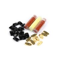 Alison; Gold Plated Base Metal Maratha Carrier Beads, Carrier Beads & 3 x 11/0 Delica Beads