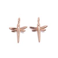 Rose Gold Plated 925 Sterling Silver Dragonfly Pendant, Approx 18x13mm, 2pcs 