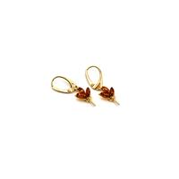 Baltic Cognac Amber Gold Plated Sterling Silver Marquise Lever Back Earrings with Peg. (1pair)