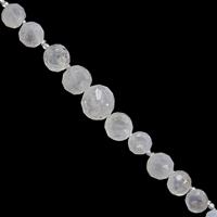 35cts Rainbow Moonstone Graduated Faceted Onion Approx 3x3.5 to 7x.7.5mm, 20cm Strand With Spacers