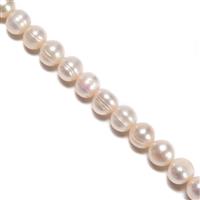 White Freshwater Cultured Potato Pearls Approx 8-9mm, 20cm Strand