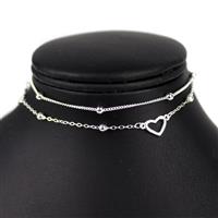 925 Sterlng Silver Heart & Beaded Bracelet, Approx 17cm With 3cm Extension Chain