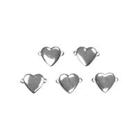 Silver Plated Base Metal Heart Connectors, 10mm (5pk)