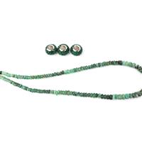 Pave The Way-Silver Plated Base Metal Rondelles with Green Stones & Emerald Rondelles