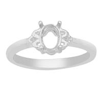 925 Sterling Silver Ring Mount With Side Detail (To Fit 7x5 Oval Gemstone)