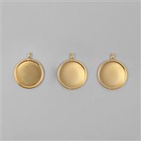 Gold Plated Round Bezel Pendants - 20mm (3pcs/pk)