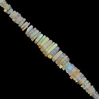 9cts Ethiopian Opal Graduated Smooth Square Heishi Approx 2 to 4mm, 7cm Strand