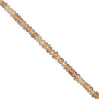 22cts Cognac Zircon Faceted Rondelle Approx 2x1 to 3.5x1.5mm, 18cm Strand