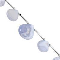 90cts Blue Lace Agate Smooth Heart Approx 11 to 17mm, 21cm Strand With Spacers